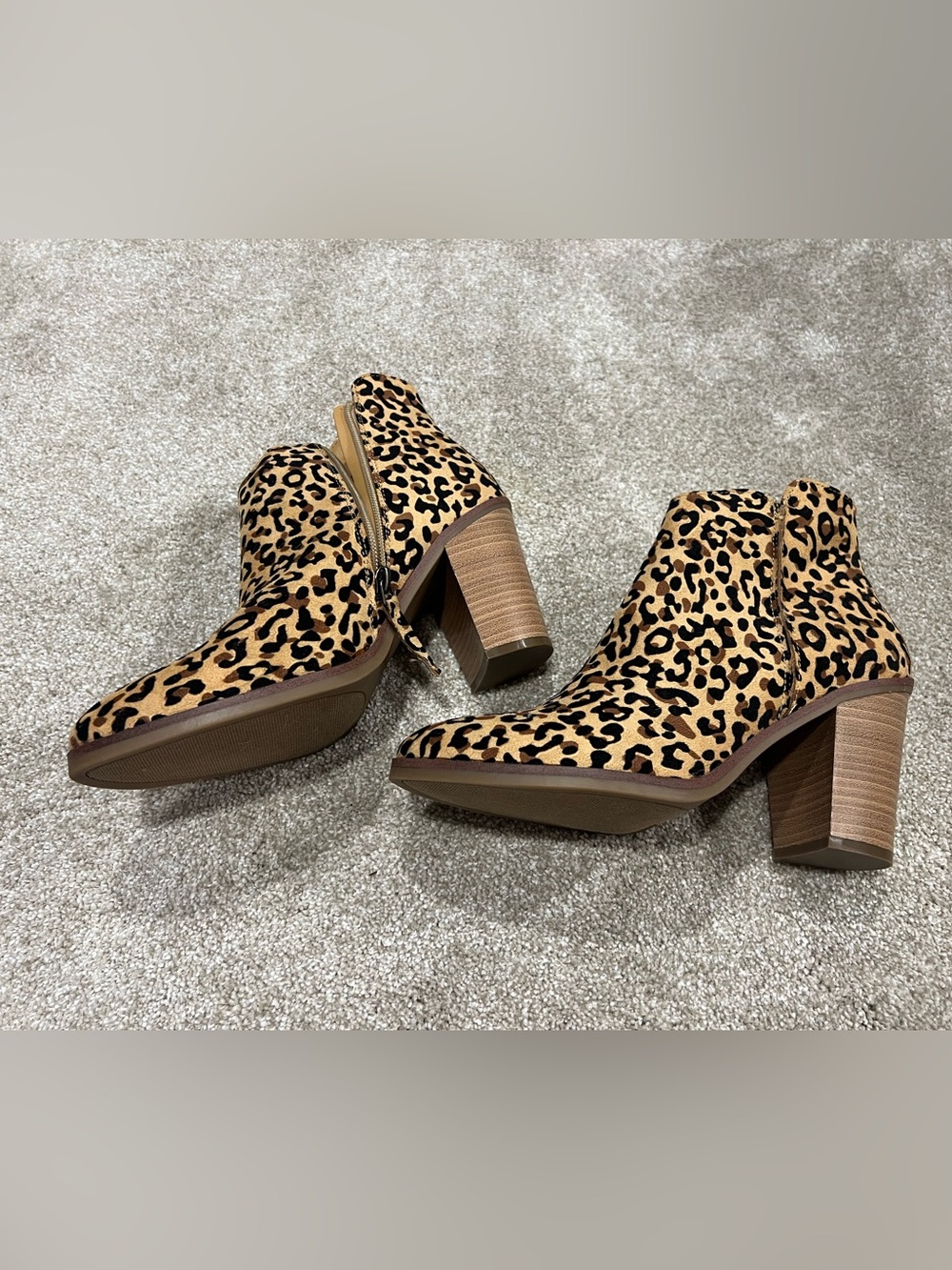 Maurices Leopard Print Ankle Booties in Tan and Black